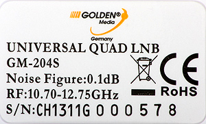 Konwerter satelitarny QUAD fullband 0,2 dB Golden Interstar