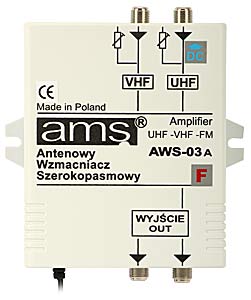 Wzmacniacz antenowy wewnętrzny z przedwzmacniaczem i zasilaczem AWS-03AF