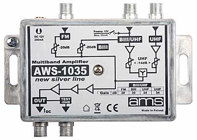 Wzmacniacz antenowy AWS-1035 FM-VHF/UHF-UHF