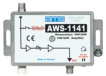 Wzmacniacz antenowy wewnętrzny z zasilaczem AWS-1141 SilverLine