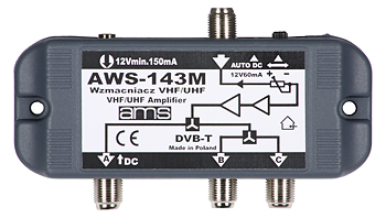 Wzmacniacz antenowy wewnętrzny z zasilaczem AWS-143ST