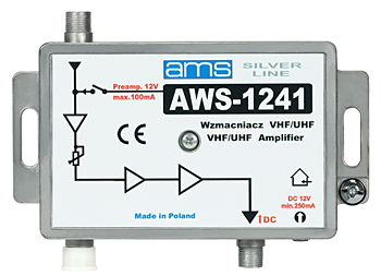 Indoor Antenna Amplifier AWS-1241 (47-862MHz 1-in, 1-out, 28/31dB)