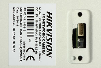 View of the sticker and microSD card slot