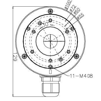 Dimensions of the box and the spacing of the holes on the front