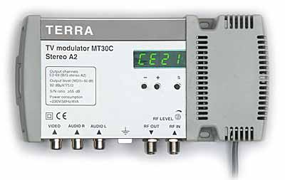 Modulator MT-30C Terra jednowstęgowy kanały 1-69 i S1-S38 B/G stereo A2