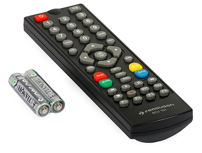The included remote control and 2 AAA batteries