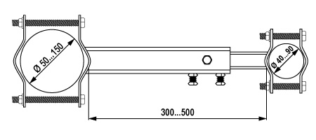 Sketch of the bracket with arm length and mast diameter ranges